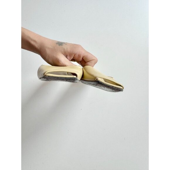 TOTEME Butter Yellow Leather Square Toe Kitten Heel Mules Slides, Size 37 - Picture 6 of 16